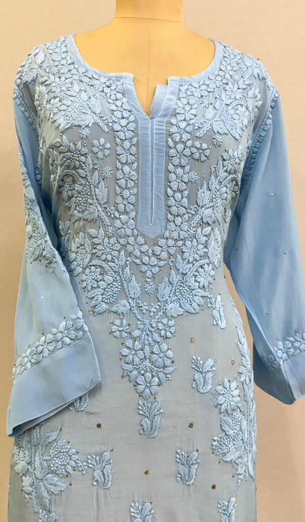Aaliya Women's Lucknowi Handcrafted Crepe Chikankari Kurti - HONC0218238