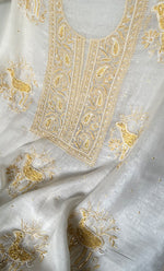 Load image into Gallery viewer, Titlee Women's Lakhnavi Handcrafted Unstitched Mul Chanderi Kurta And Dupatta Set - HONC0324068