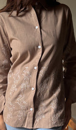 将图像加载到图库查看器中, Women's Lakhnavi Handcrafted Cotton Chikankari Top - HONC0293109