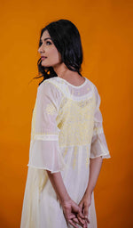 Load image into Gallery viewer, Women's Lakhnavi Handcrafted Faux-Georgette Chikankari Anarkali Dress - HONC038940