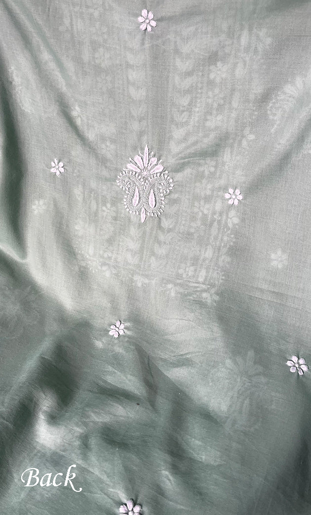 Women's Lakhnavi Handcrafted Cotton Chikankari Unstitched Kurti Fabric - HONC0302644