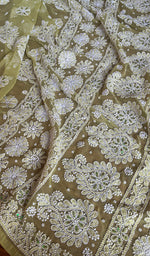 将图像加载到图库查看器中, Women's Lucknowi Handcrafted Faux-Georgette Chikankari Saree - HONC0228971