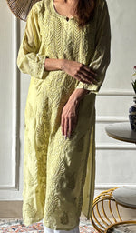 Load image into Gallery viewer, Sameena Women's Lakhnavi Handcrafted Muslin Chikankari Kurti - HONC0337439
