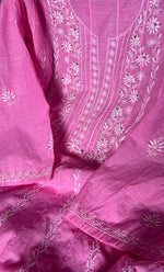 Load image into Gallery viewer, Women's Lakhnavi Handcrafted Linen Cotton Semi -Stitched Anarkali And Dupatta Set - HONC0273157