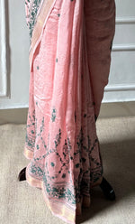将图像加载到图库查看器中, Women's Lakhnavi Handcrafted Chanderi Silk Chikankari Saree - HONC0312052