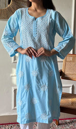 Load image into Gallery viewer, Tayeba Women's Lucknowi Handcrafted Mul Cotton Chikankari Kurti - HONC0133738