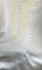 将图像加载到图库查看器中, Lucknowi Handcrafted Munga Silk Chikankari Unstitched Men's Kurta Fabric - HONC0230087