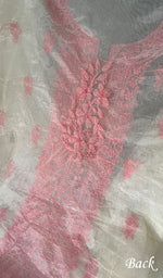 Load image into Gallery viewer, لکھنوی ہینڈ کرافٹ آرگنزا چکنکاری بغیر سلی ہوئی قرتی فیبرک - Honc0692220