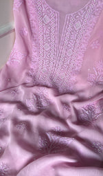 Load image into Gallery viewer, Women's Lakhnavi Handcrafted Viscose Georgette Chikankari Full Suit Material - HONC0267754