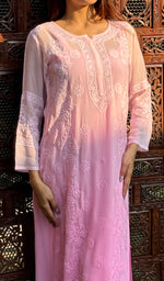 Load image into Gallery viewer, Women's Lakhnavi Handcrafted Viscose Georgette Chikankari Kurti - HONC0207804