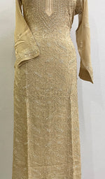 将图像加载到图库查看器中, Women's Lakhnavi Handcrafted Viscose Georgette Chikankari Kurti -  HONC0100957