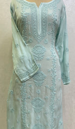 Load image into Gallery viewer, Women's Lucknowi Handcrafted Modal Cotton Chikankari Kurti - HONC0136234