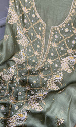 Load image into Gallery viewer, Women's Lakhnavi Handcrafted Mul Chanderi Unstitched Kurta And Dupatta Set- HONC0312987