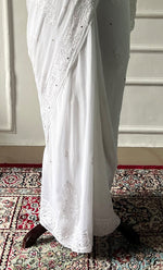 Load image into Gallery viewer, Women's Lakhnavi Handcrafted Viscose Georgette Chikankari Saree - HONC0271070