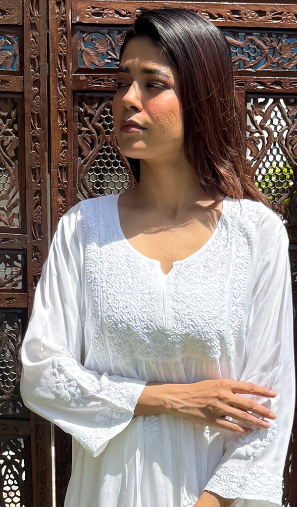 Women's Lucknowi Handcrafted Muslin Chikankari Kurti - HONC0202141