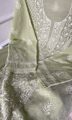 Load image into Gallery viewer, Women's Lakhnavi Handcrafted Mul Chanderi Semi - Stitched Kurta And Dupatta Set- HONC0282429