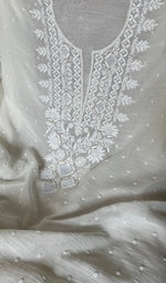 将图像加载到图库查看器中, Jazba Women's Lakhnavi Handcrafted Mul Chanderi Unstitched Kurta And Dupatta Set - HONC0298601