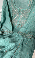 Load image into Gallery viewer, Women's Lakhnavi Handcrafted Mul Chanderi Semi - Stitched Kurta And Dupatta Set - HONC0323624