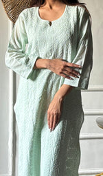 Load image into Gallery viewer, Women's Lakhnavi Handcrafted Cotton Chikankari Kurti - HONC0337466