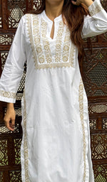 将图像加载到图库查看器中, Women's Lucknowi Handcrafted Cotton Chikankari Kurti - HONC0274386