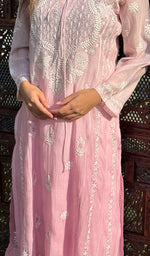 Load image into Gallery viewer, Nafasat Women's Lucknowi Handcrafted Mul Chanderi Chikankari Kurti - HONC0252676