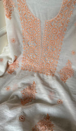 Load image into Gallery viewer, Women's Lakhnavi Handcrafted Mul Chanderi Unstitched Kurta And Dupatta Set - HONC0266913