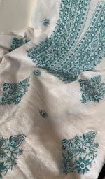 将图像加载到图库查看器中, Women's Lakhnavi Handcrafted Mul Chanderi Unstitched Kurta And Dupatta Set - HONCO278130