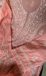 Load image into Gallery viewer, Women's Lakhnavi Handcrafted Mul Chanderi Semi - Stitched Kurta And Dupatta Set- HONC0305141