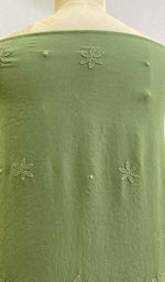 将图像加载到图库查看器中, Women's Lakhnavi Handcrafted Viscose Georgette Chikankari Unstitched Kurti Fabric - HONC0206902