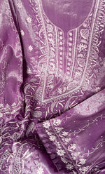 Load image into Gallery viewer, Women's Lakhnavi Handcrafted Tissue Chanderi Semi-Stitched Kurta And Dupatta Set - HONC0323633