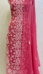 Load image into Gallery viewer, Women's Lucknowi Handcrafted Faux-Georgette Chikankari Suit Material- HONC0154322