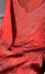 Load image into Gallery viewer, Women's Lakhnavi Handcrafted Mul Chanderi Semi - Stitched Anarkali And Dupatta Set - HONC0282402