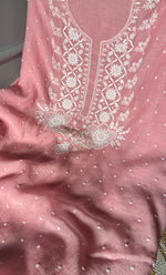 Load image into Gallery viewer, Jazba Women's Lakhnavi Handcrafted Mul Chanderi Kurta And Dupatta Set - HONC0301697