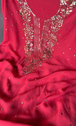 Load image into Gallery viewer, Hunar Women's Lakhnavi Handcrafted Viscose Georgette Chikankari Full Suit Material - HONC0301676