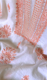 Load image into Gallery viewer, Gulnaz Women's Lakhnavi Handcrafted Mul Chanderi Kurta And Dupatta Set - HONC0248428