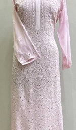 将图像加载到图库查看器中, Women's Lakhnavi Handcrafted Viscose Georgette Chikankari Kurti- HONC0139792