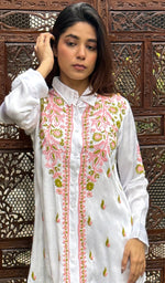 Load image into Gallery viewer, Women's Lakhnavi Handcrafted Modal Cotton Chikankari Top And Pant Set - HONC0244566