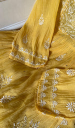 将图像加载到图库查看器中, Women's Lakhnavi Handcrafted Mul Chanderi Semi - Stitched Angrakha And Dupatta Set - HONC0328325