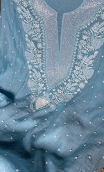 Load image into Gallery viewer, Navedaa Women's Lakhnavi Handcrafted Mul Chanderi Unstitched Kurta And Dupatta Set- HONC0309357