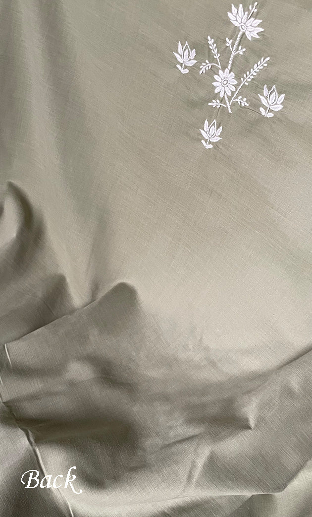 Women's Lakhnavi Handcrafted Unstitched Cotton Chikankari Suit Material - HONC0317004