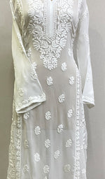 将图像加载到图库查看器中, Women's Lakhnavi Handcrafted Viscose Georgette Chikankari Kurti- HONC0200233