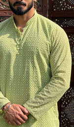 Load image into Gallery viewer, Men's Faux-Georgette Hakoba Kurta - HONC0261843