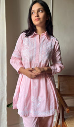Load image into Gallery viewer, Women's Lakhnavi Handcrafted Cotton Chikankari Kurta And Palazzo Set - HONC0290433