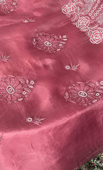 Load image into Gallery viewer, Women's Lakhnavi Handcrafted Pure Organza Chikankari Unstitched Kurta And Dupatta Set- HONC0314168