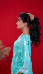 Load image into Gallery viewer, Rupam Women's Lucknowi Handcrafted Modal Cotton Chikankari Kurti - HONC0211887