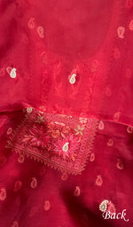 Load image into Gallery viewer, Amara Women's Lakhnavi Handcrafted Pure Organza Chikankari Unstitched Kurta And Dupatta Set - HONC0258851