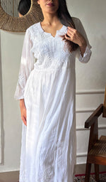 Load image into Gallery viewer, Sabana Women's Lucknowi Handcrafted Muslin Chikankari Anarkali Dress - HONC0142450