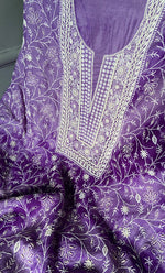 Load image into Gallery viewer, Women's Lakhnavi Handcrafted Munga Silk Chikankari Kurta And Dupatta Set- HONC0256126