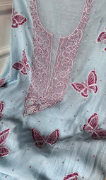 将图像加载到图库查看器中, Women's Lakhnavi Handcrafted Mul Chanderi Unstitched Kurta And Dupatta Set - HONC0295608
