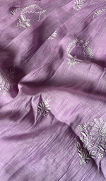 Load image into Gallery viewer, Women's Lakhnavi Handcrafted Mul Chanderi Chikankari Semi - Stitched Kurta Dupatta Set - HONC0235319